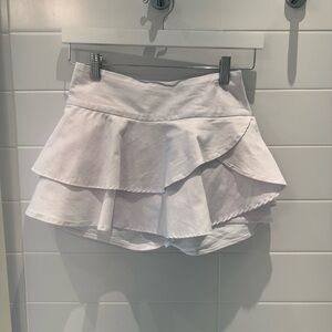White Ruffle Mini Skort